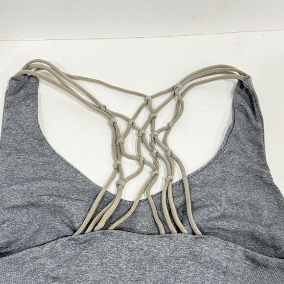 Pro-Fit Womens Seamless Knotted Sports Bra gray Wireless Strappy Racerback Small - Picture 13 of 16